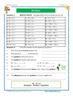 cover image of Grade 4 Maths Workbook: Division